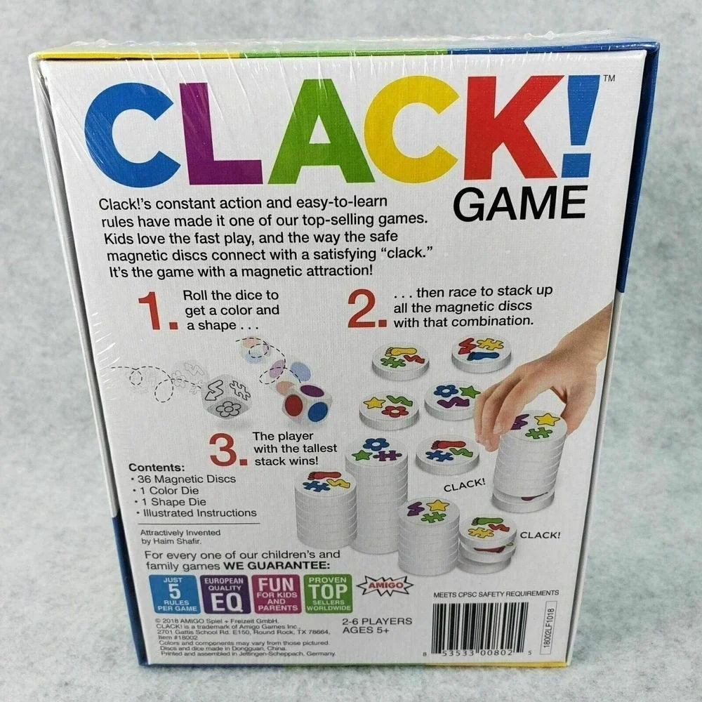 Clack Game Kids Family Fun Night Magnetic Stacking Disks Activity‎ Amigo New